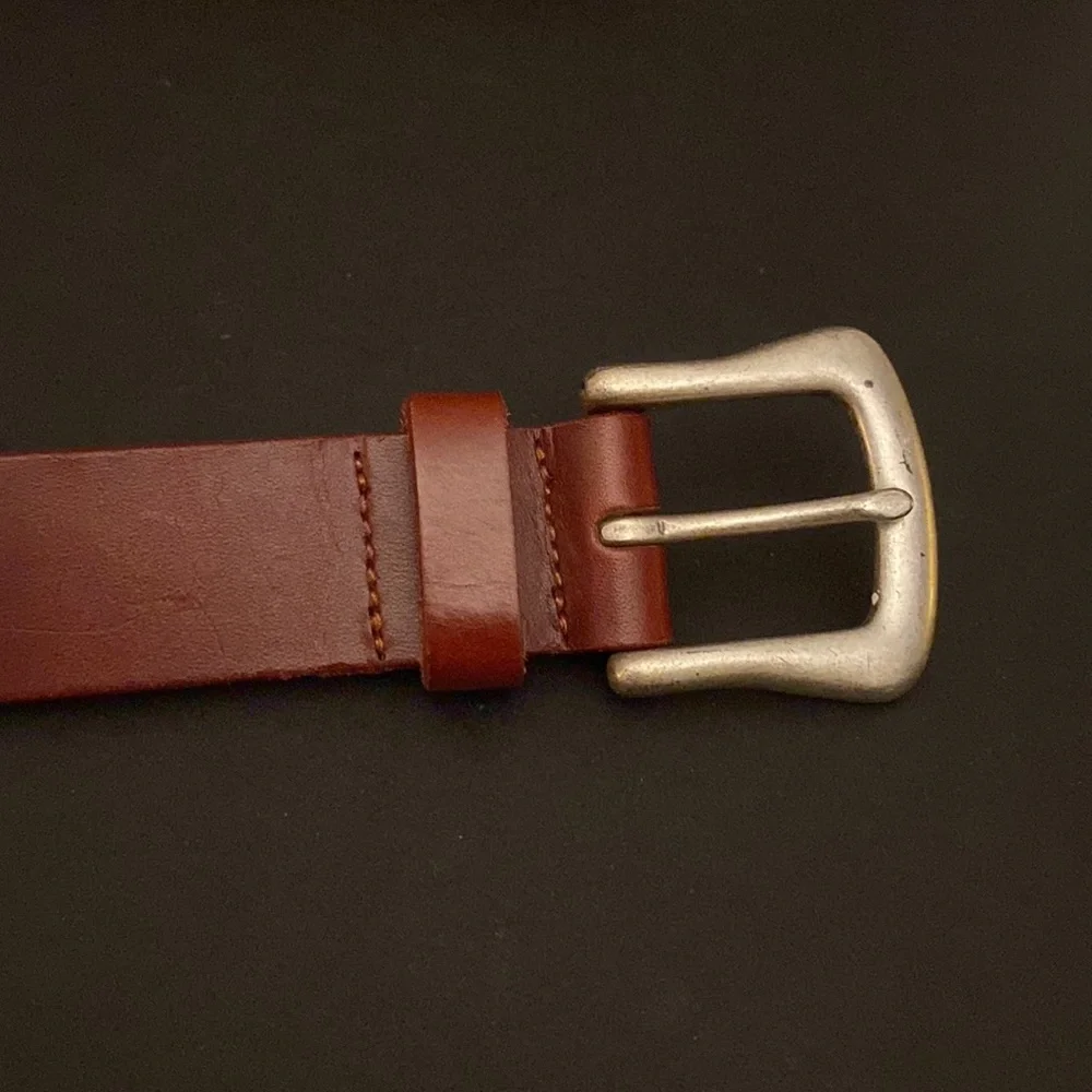 Fossil brown leather belt with embroidery - Picture 5 of 8